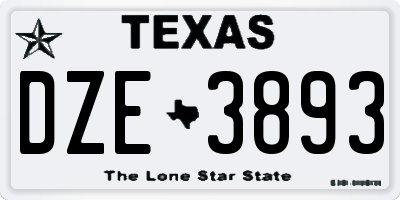 TX license plate DZE3893