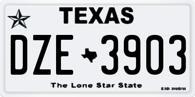 TX license plate DZE3903