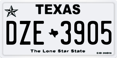 TX license plate DZE3905