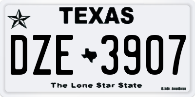 TX license plate DZE3907