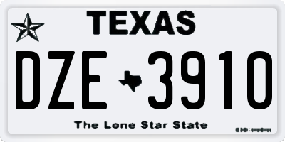TX license plate DZE3910
