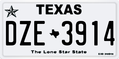 TX license plate DZE3914