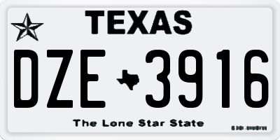 TX license plate DZE3916