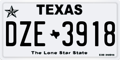 TX license plate DZE3918