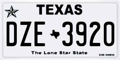 TX license plate DZE3920