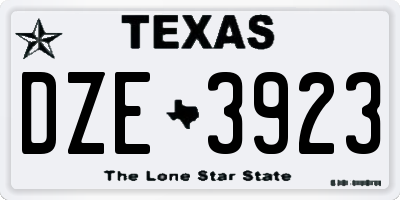 TX license plate DZE3923