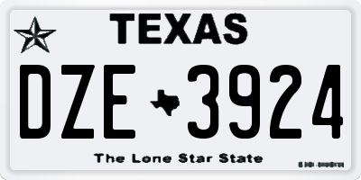 TX license plate DZE3924