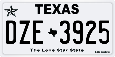 TX license plate DZE3925