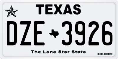 TX license plate DZE3926