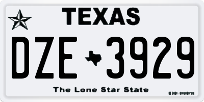 TX license plate DZE3929