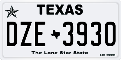 TX license plate DZE3930