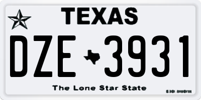 TX license plate DZE3931