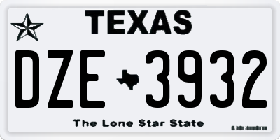 TX license plate DZE3932