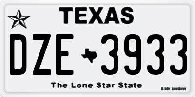 TX license plate DZE3933