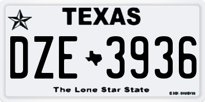 TX license plate DZE3936