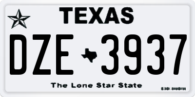 TX license plate DZE3937