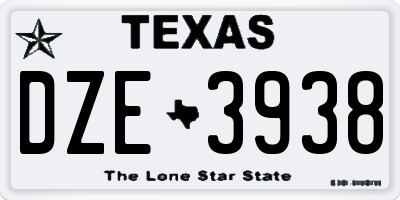 TX license plate DZE3938