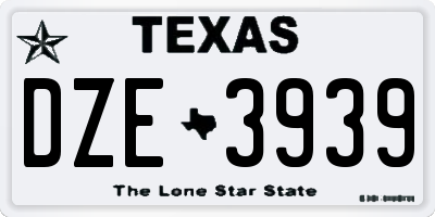 TX license plate DZE3939