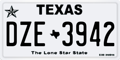 TX license plate DZE3942