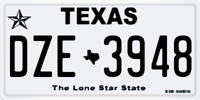 TX license plate DZE3948