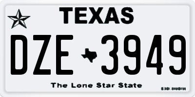 TX license plate DZE3949