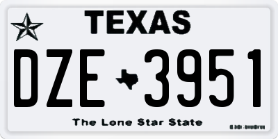 TX license plate DZE3951