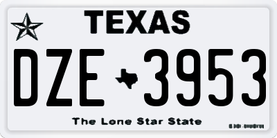 TX license plate DZE3953