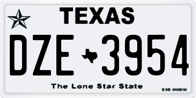 TX license plate DZE3954