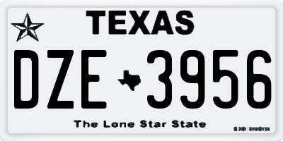 TX license plate DZE3956