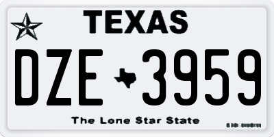 TX license plate DZE3959