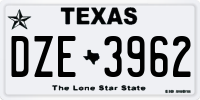 TX license plate DZE3962