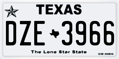 TX license plate DZE3966