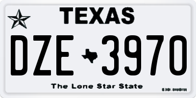 TX license plate DZE3970