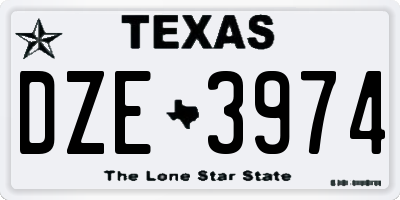 TX license plate DZE3974