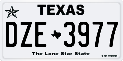 TX license plate DZE3977