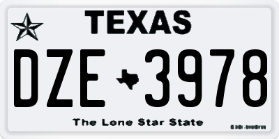 TX license plate DZE3978