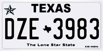 TX license plate DZE3983
