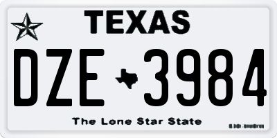 TX license plate DZE3984