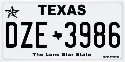 TX license plate DZE3986