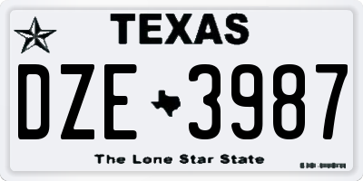 TX license plate DZE3987