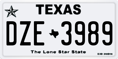 TX license plate DZE3989