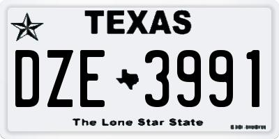 TX license plate DZE3991