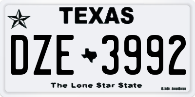 TX license plate DZE3992
