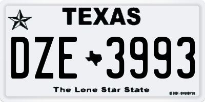 TX license plate DZE3993