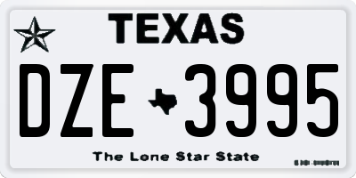 TX license plate DZE3995