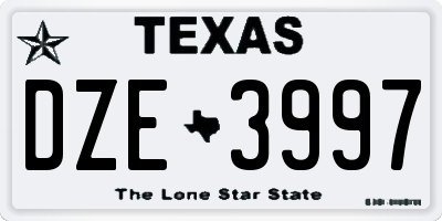 TX license plate DZE3997