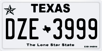 TX license plate DZE3999
