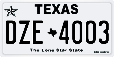 TX license plate DZE4003