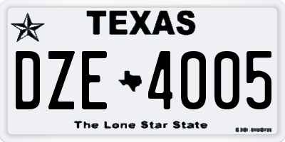 TX license plate DZE4005