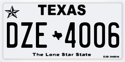 TX license plate DZE4006